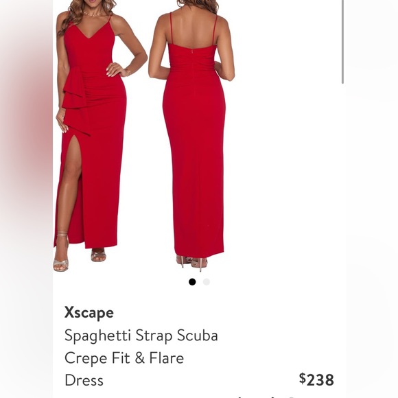 Xscape Spaghetti Strap Scuba Crepe Fit & Flare Dress - Picture 3 of 7